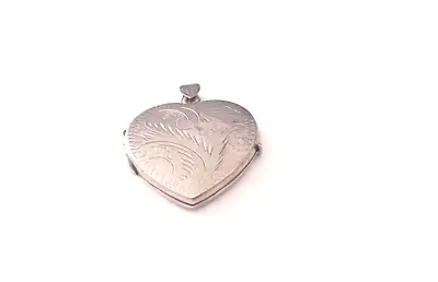 Vintage 925 Sterling Silver Heart Shaped Floral Engraved Locket Pendant (28) • $11
