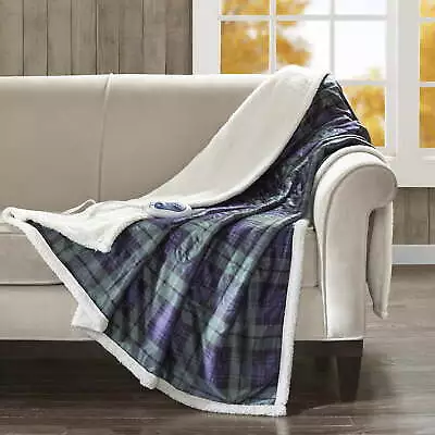 Oversized Mink Heated Throw Blanket Super Cozy Soft 60x70  Blue/Green Washable • $104.99