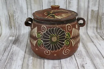 Vintage Mexican Red Clay Bean Pot With Lid • $38