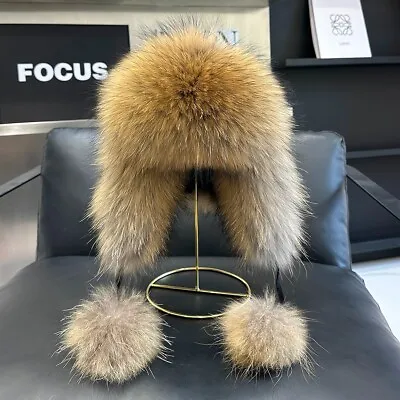 Women's Real Fox Fur Hats Russian Ushanka Winter Aviator Trapper Hunter Ski Cap • $25.95