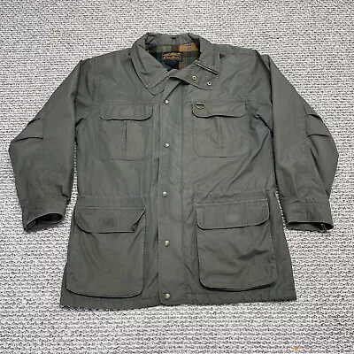 Vintage Eddie Bauer Parka Jacket Mens Medium Green Full Zip Lined 90s Safari • $25.47