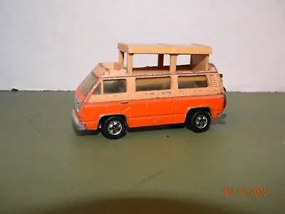 Vintage 1981 Hot Wheels VW Sunwagon Volkswagen Orange Tan Bus Camper Pop Up • $13