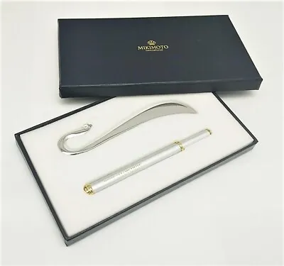MIKIMOTO International Limited Pearl Ballpoint Pen Bookmark Set In Box New • $55.88