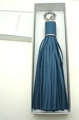 NWT Michael Kors Key Tassel Charm Leather Key Charm Sky Blue Silver 7 Inches • $34.95