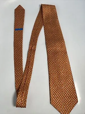 BULGARI BVLGARI 7-fold Neck Tie Orange 100% Silk Made In Italy DAVIDE Pizzigoni • $53.99
