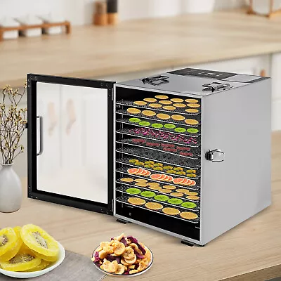 $204 • Buy Commercial Food Dehydrator 12 Tray Stainless Steel Fruit Meat Jerky Dryer 800W