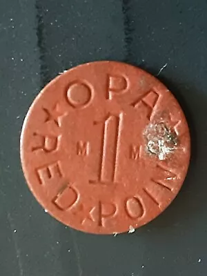 Vintage WWII OPA Red Point Food Ration Token 1 MM Token (1) • $24.99