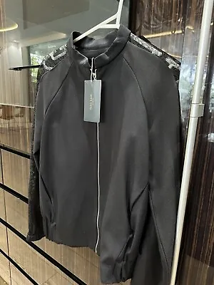 BNWT Women’s Zara Basic Zipped Jacket With Lace Sleeve Blazer Top Size XS Au 10 • $29.14