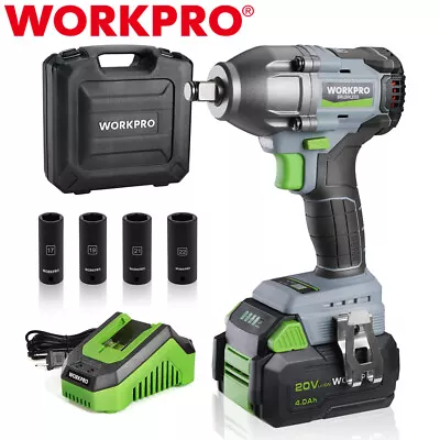 WORKPRO Cordless Impact Wrench 1/2  20V Brushless Impact Gun 370 Ft-Lbs (500N.M) • $106.99