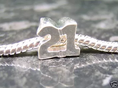 Silver Plated 21 21st Birthday EUROPEAN Charm Bead • £0.99