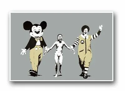 BANKSY-Ronald & Mickey Mouse QUALITY CANVAS PRINT Graffiti Street Poster 12x8  • £7.23