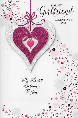 GIRLFRIEND VALENTINE DAY CARD  LOVELY WORDS VALANTINE VALENTINES HEART 13 X 20cm • £2.39