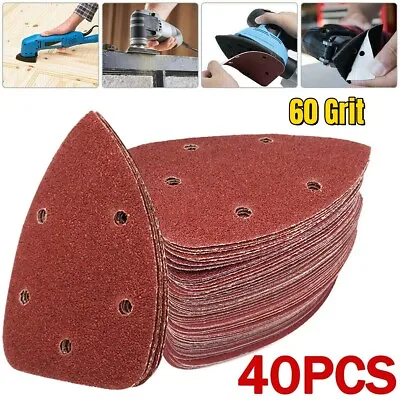 40pcs Sanding Discs Pads 60 Grit Mouse Palm Sheet Polish Sandpaper Hook&Loop • £6.29