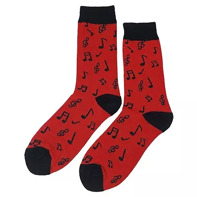 NWT Red Music Dress Socks Novelty Men 8-12 Crazy Fun Sockfly • $8.99