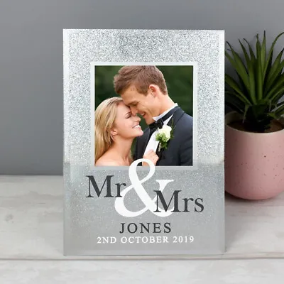 £17.50 • Buy Personalised Glitter Photo Frame 4x4 Picture MR & MRS Anniversary Wedding Gift