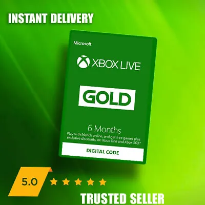 ✅6 Month XboxLive Gold Membership Microsoft Xbox One/ Xbox 360 Instant Dispatch✅ • £26.49