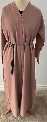 Ladies Premium Quality Kimono Nada Open Abaya Dress Dubai - DUSTY PINK - Size 54 • £19.79