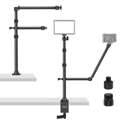 NEEWER Camera Desk Mount Stand With Two Auxiliary Holding Arms Tabletop C Clamp • $70.99