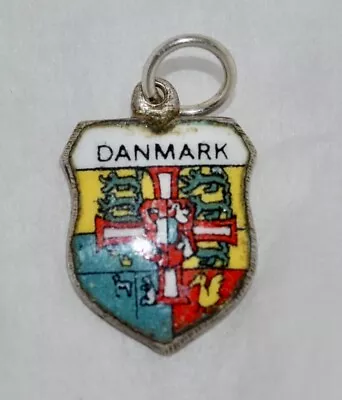 Vintage 835 Silver Danmark “Denmark” Colorful Shield Cham Pendant • $11.99