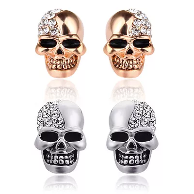 Men Women Skeleton Skull Head Stud Punk Earrings Fashion Jewelry UK Stock • £3.29