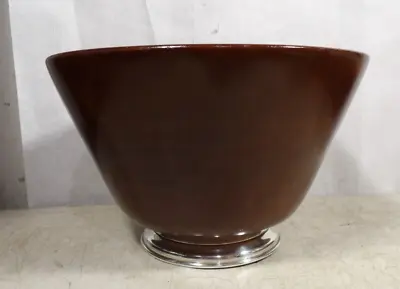 Vintage 1950s Mahogany Turned Wood Bowl W/Sterling Silver Base Mid Century • $195