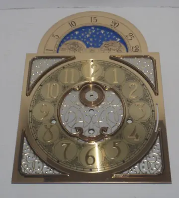 Ridgeway Grandfather Clock Moon Dial Face Triple Chime Beautiful Raised Brass • $39.95