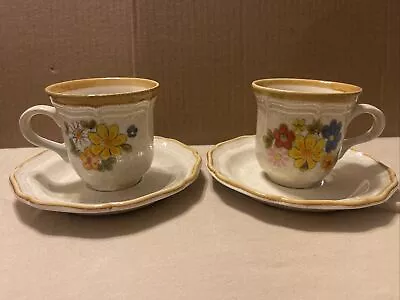 Vintage Mikasa Garden Club Spring Bouquet Tea Coffee Cups Saucers Sets Lot Of 2 • $9.95