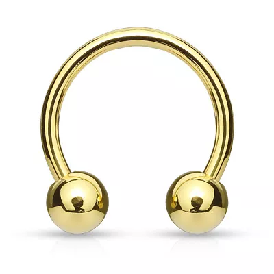 (2 Pieces) 16g (1.2mm) Plain Gold Plated Horseshoe Circular Barbell • $4.99