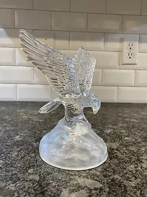 Vintage Cristal D'Arques Glass Bald Eagle Statue Figurine Crystal Wings Up • $12