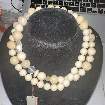 Vintage Kai-Yin Lo  Beaded Ivory Necklace #N-3407 • $89.99