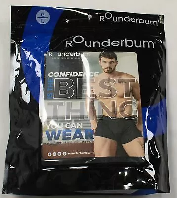 Rounderbum Men's Basic Removeable Padding Boxer Brief SO3 Black Large NWT • $34.99