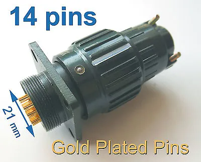 Φ21mm 7/8'' Military Gold Plated Plug + Socket 2p 3p ~ 16pins Connector 500V 10A • £22.20