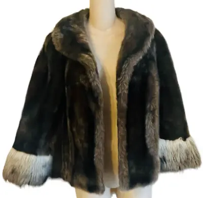 Vintage Faux Mink Fur Glenoit Regina Glenara Brown Cape Coat S/M • $40