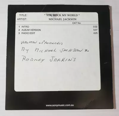 Michael Jackson You Rock My World 3 Trk AUSTRALIA Promo CD Single Invincible Bad • $129.99