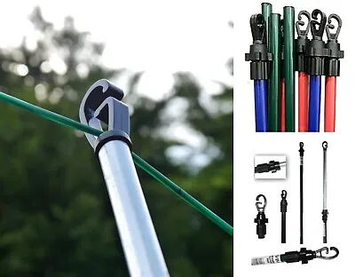 Extendable Prop Washing Support Clothes Line Pole Metal Telescopic Pole Rod 2.4M • £7.95