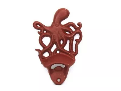 [Pack Of 2] Rustic Red Cast Iron Wall Mounted Octopus Bottle Opener 6   • $46.05