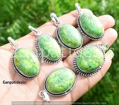 Lime Turquoise Gemstone Pendant 925 Silver Plated Wholesale 5pcs Jewelry Lot • $9.49