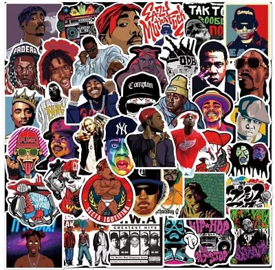 50x Hip Hop Rap Stickers Music Laptop Skateboard Snoop Dogg Tupac Jay-Z UK • £4.99