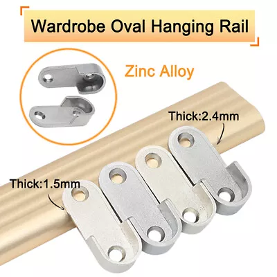 Zinc Alloy Wardrobe Rail Oval Wardrobes Hanging Tube End Support Bracket Fitting • £2.10