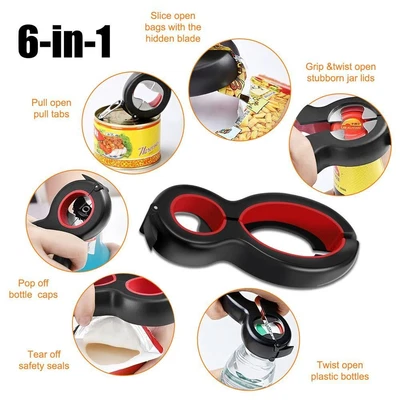 £6.10 • Buy Stainless Steel Jar Gripper 6 In 1 Multi Opener Bottle Opener Can Openers