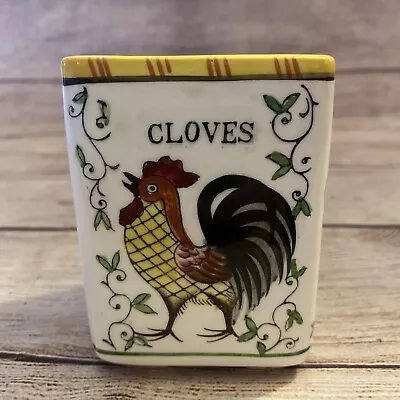 VTG Ucagco Early Provincial Rooster Roses Cloves Seasoning Jar NO LID 3.5x2.5” • $10.99