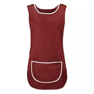 PREMIUM PLAIN BURGUNDY WITH BORDER  Home Work Tabard Apron Single Large Pocket  • £4.87