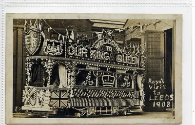 £11.59 • Buy (Gc5474) RPPC, Royal Visit To Leeds, Decorated Tram, Leeds 1908