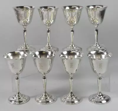 Eight Vintage Sterling Silver Sanborns Mexico Wine Stemware Monogram  H  • $1500