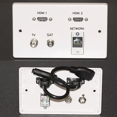 AV Wall Plate HDMI V2.1 TV F-type Cable / Satellite Cat6 Network Sockets • £39