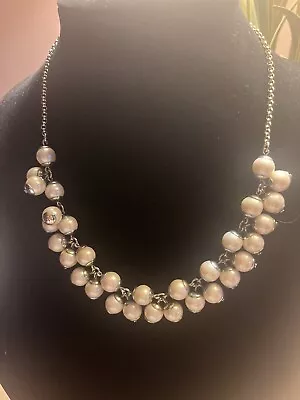 J. Crew White Faux Pearl Cluster Chain Necklace Lot H • $15.80