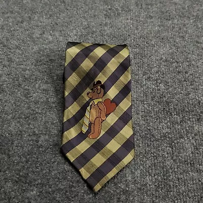 Moschino Bear Tie 100% Silk Made In Italy Heart Teddy Bear Plaid Stripe 57 Inch • $69.99