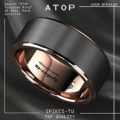 Black Brushed Plated Metal Tungsten Ring Rose Gold Wedding Band Ring Men Jewelry • $16.99