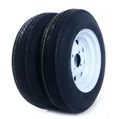 Set Of 2 Trailer Tire On Rim 5.30-12 5.30x12 6 Ply LRC 4 Lug White Spoke Wheel • $114.98