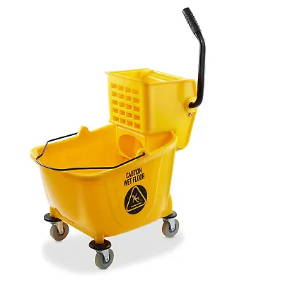 Commercial Mop Bucket & Side Press Wringer - 33 Quart Yellow • $39.95